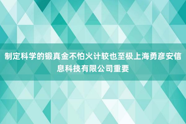 制定科学的锻真金不怕火计较也至极上海勇彦安信息科技有限公司重要